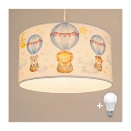 Brilagi - Lustră LED pentru copii BOBO, cu cablu, 1xE27/60W/230V, Ø 35 cm, alb/cu animale
