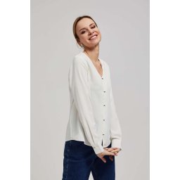 Marisse V-Neck Shirt With Delicate Pearl Buttons