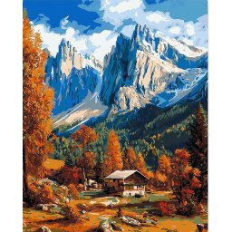 Set pictura pe numere, cu sasiu, Toamna in Dolomiti, 40x50 cm