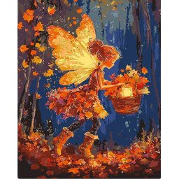 Set pictura pe numere, cu sasiu, Zana frunzelor, 40x50 cm