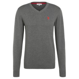 U.S. POLO ASSN. Pulover gri închis / roșu neon