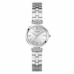 GUESS Ceas analogic negru / argintiu / transparent