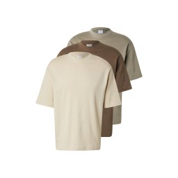 SELECTED Tricou 'SLHOSCAR' crem / ciocolatiu / gri taupe