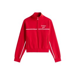 Tommy Jeans Geacă tricotată roșu intens / alb