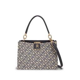 TOMMY HILFIGER Geantă de umăr bej / albastru noapte / albastru deschis
