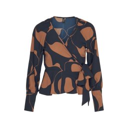 Vero Moda Petite Bluză 'VMLYDIA' bej închis / albastru noapte