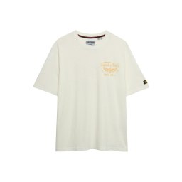 Superdry & Co Tricou 'HERITAGE BIKER' portocaliu / alb natural