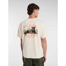 DICKIES Tricou 'Panther' verde închis / portocaliu pastel / negru / alb murdar