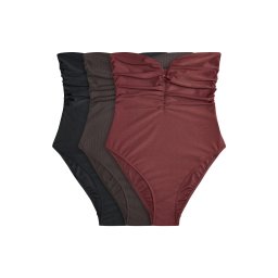 The Set Costum de baie întreg maro închis / roşu închis / negru