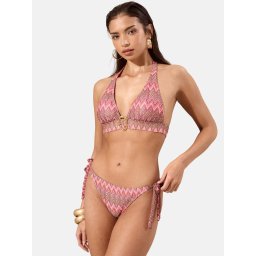 Lipsy Slip costum de baie bej / maro / roz pal / roșu