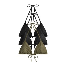 The Set Sutien costum de baie kaki / negru