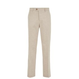 WE Fashion Pantaloni cu dungă 'Micropatroon' crem / maro cămilă