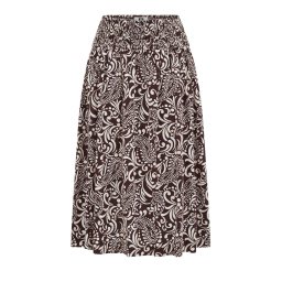 WE Fashion Fustă ecru / maro închis / alb