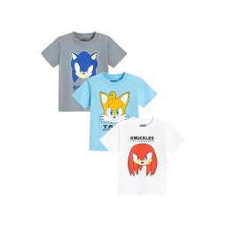 Cool Club Tricou 'SONIC' albastru fumuriu / azur / alb