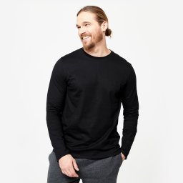 Tricou de fitness cu mânecă lungă, Negru, Bărbați