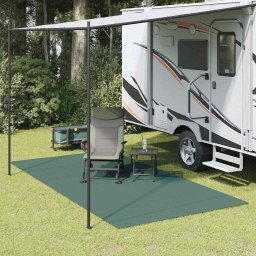 Covor pentru cort camping verde 800x350 cm din poliester, rezistent la UV