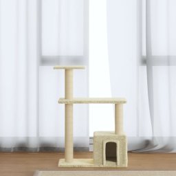 Ansamblu pisici cu stalpi din funie de sisal, crem, 70 cm GartenMobel Dekor