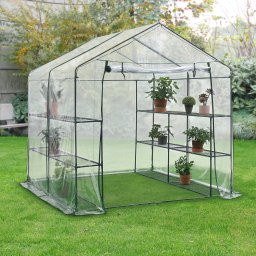 Solar de gradina cu rafturi 200x200x220 cm transparent [en.casa]