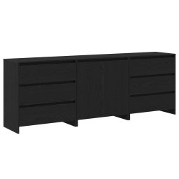 Bufet cu sertar 3 pcs Negru 70 x 41 x 75 cm Lemn compozit GartenMobel Dekor