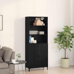 Bufet Stejar Negru 69,5 x 32,5 x 180 cm Lemn compozit GartenMobel Dekor