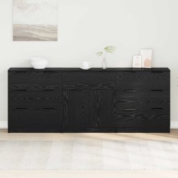 Bufet 3 pcs Stejar Negru 181 x 30 x 70 cm Lemn compozit GartenMobel Dekor