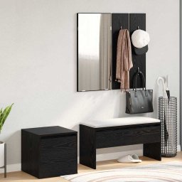 Set mobilier hol cu sertar 3 pcs Stejar negru 80 x 31 x 40 cm GartenMobel Dekor