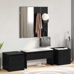 Set mobilier hol Pe perete cu oglinda 6 pcs Lemn compozit GartenMobel Dekor