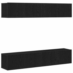 Set comoda TV 4 pcs Stejar Negru 80 x 30 x 30 cm Lemn compozit GartenMobel Dekor