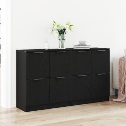 Bufet 2 pcs Stejar Negru 60 x 30 x 70 cm Lemn compozit GartenMobel Dekor