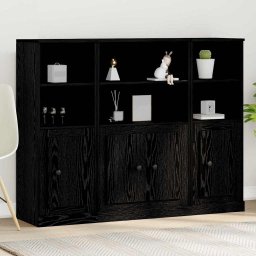 Bufet Stejar Negru 132 x 35,5 x 103,5 cm Lemn compozit GartenMobel Dekor