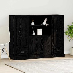 Bufet Stejar Negru 132 x 35.5 x 103.5 cm Lemn compozit GartenMobel Dekor