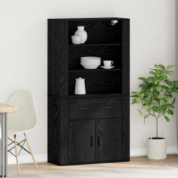 Bufet cu sertar Stejar Negru 80 x 33 x 150 cm Lemn compozit GartenMobel Dekor