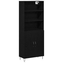 Bufet 2 pcs Stejar Negru Lemn compozit GartenMobel Dekor