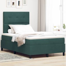Pat cu arcuri cu saltea Verde închis 120 x 200 cm Catifea GartenMobel Dekor