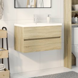 Set mobilier de baie, 2 piese, ceramica si lemn prelucrat GartenMobel Dekor