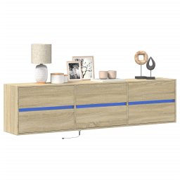 Dulap TV de perete cu lumini LED, stejar sonoma, 180x31x45 cm GartenMobel Dekor