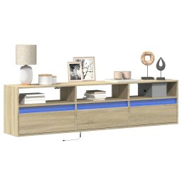 Dulap TV de perete cu lumini LED, stejar sonoma, 180x31x45 cm GartenMobel Dekor