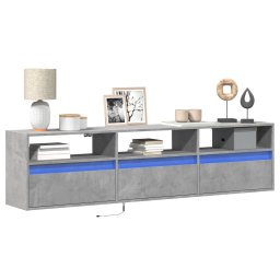 Comoda TV de perete cu lumini LED, gri beton, 180x31x45 cm GartenMobel Dekor
