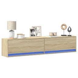 Dulap TV de perete cu lumini LED, stejar sonoma, 180x31x38 cm GartenMobel Dekor