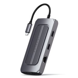 Adaptor Satechi Multiport USB-C MX Dual 4K HDMI 60Hz/30Hz USB-C PD 100W Ethernet 1xUSB-C 5Gbps 2xUSB-A 3.0 Micro/SD 3.5mm Audio Gri