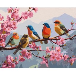 Set pictura pe numere, cu sasiu, Triluri de primavara, 40x50 cm