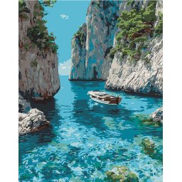 Set pictura pe numere, cu sasiu, Golf albastru linistit, 40x50 cm