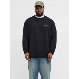 Jack & Jones Plus Bluza barbati big sizes, cu decolteu la baza gatului, Negru (SELECTATI MARIMEA: 5XL)