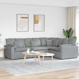 Canapea modulara cu perne, gri deschis, textil GartenMobel Dekor