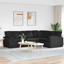 Canapea modulara cu perne, negru, textil GartenMobel Dekor