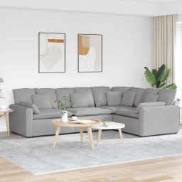 Canapea modulara cu perne, gri nor, textil GartenMobel Dekor