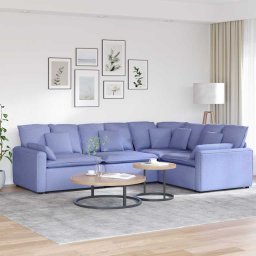 Canapea modulara cu perne, albastru jeans, textil GartenMobel Dekor