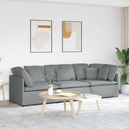 Canapea modulara cu perne, gri deschis, textil GartenMobel Dekor