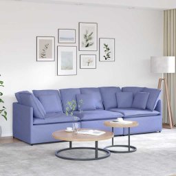 Canapea modulara cu perne, albastru jeans, textil GartenMobel Dekor