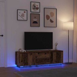 Dulap TV cu lumini LED Lemn vechi 160,5x41x50 cm GartenMobel Dekor